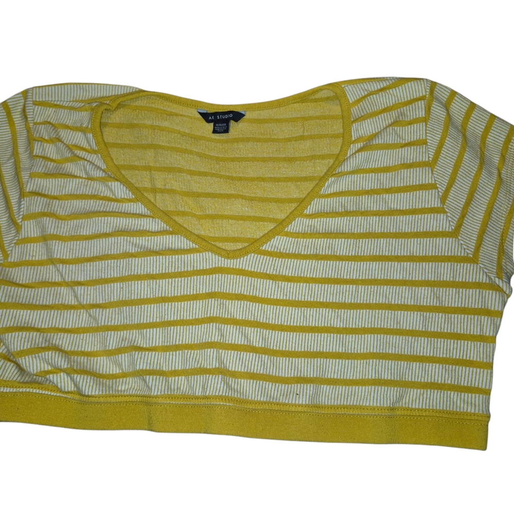 AE STUDIO Relaxed Yellow and White Crop T-Shirt & PRIME CUT Stretchy Shirt
